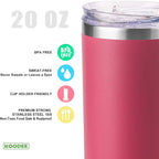 koodee 20 oz Tumbler with Lid and Straw-2 Pack Stainless Steel Double Wall - Image 2