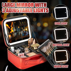 Makeup Travel Train Case with Mirror LED Light 3 Adjustable Brightness Large - Image 4