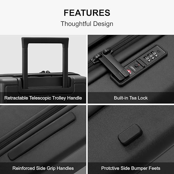 LEVEL8 Elegance Checked Luggage, 24 Inch Hardside Suitcase, Lightweight Matte - Image 6