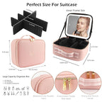 MOMIRA Makeup Train Case with Light & Mirror Large Cosmetic Organizer with - Image 2