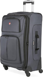 SwissGear Sion Softside Expandable Luggage, Dark Grey, Checked-Medium 25-Inch by SwissGear