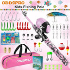 ODDSPRO Kids Fishing Pole Pink, Portable Telescopic Fishing Rod and Reel Combo - Image 2