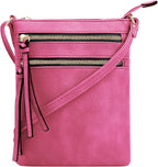 DELUXITY | Crossbody Purse Bag | Functional Multi Pocket Double Zipper Purse | by Deluxity