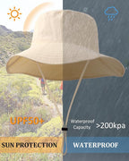 Water-Resistant Sun UPF 50+ Bucket Hat Protection Packable Brimmed Boonie - Image 2