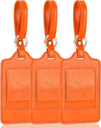 Teskyer Luggage Tags, 3 Pack Premium PU Leather Luggage Tags by TESKYER