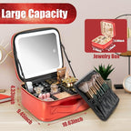 Makeup Travel Train Case with Mirror LED Light 3 Adjustable Brightness Large - Image 5