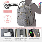 Travel Backpack for Women, 15.6 Inch Work Laptop Backpack, Water Resistant - Image 3