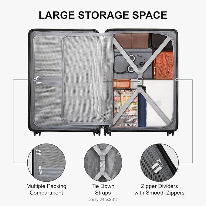 LEVEL8 Elegance Matte Luggage Set, 20 Inch Carry-on Luggage, 28“ Large Suitcase - Image 6