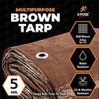 Multipurpose Protective Cover Brown Poly Tarp 10' x 15' - Image 2