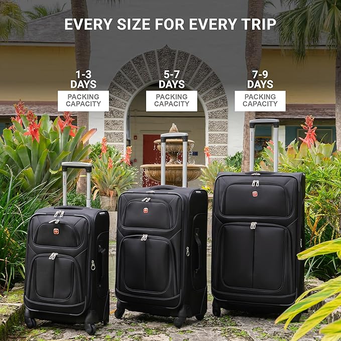 SwissGear Sion Softside Expandable Luggage, Dark Grey, Checked-Medium 25-Inch - Image 6