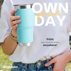 NORDAY | Tumbler with Lid - 30oz - Aqua Insulated Tumbler - Stainless Steel - Image 5