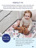 Graco Pack and Play Sheets Fitted, TotAha Buttery Soft Mini Crib Sheets Girl - Image 2