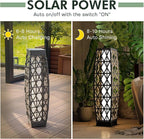 Grand patio 2-Piece Outdoor Solar-Powered Woven Wicker Lantern Floor Lamp - Image 4