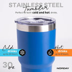 NORDAY | Tumbler with Lid - 30oz - Blue Insulated Tumbler - Stainless Steel - Image 3
