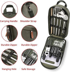 Portable Camping Kitchen Utensil Set-27 Piece Cookware Kit, Stainless Steel - Image 2