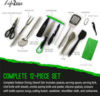 Life2Go 12 Piece Camp Cooking Utensil Set & Outdoor Kitchen Gear Cookware Kit - Image 2