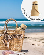 FURTALK Sun Hats for Women Wide Brim Beach Hat Straw Visor Ponytail Summer UV - Image 7