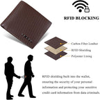 VISOUL Mens Carbon Fiber Leather Bifold Wallet - Image 4