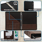 Samsill Vintage Leather Mini 3 Ring Zipper Binder, 1 Inch Round Ring Capacity - Image 3