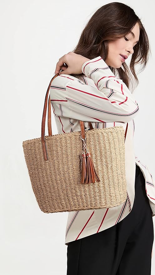 YXILEE Straw Bags For Women | M Size Travel Straw Totes Bag Woven Summer - Image 2