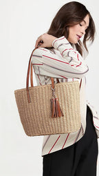 YXILEE Straw Bags For Women | M Size Travel Straw Totes Bag Woven Summer - Image 2