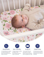 Graco Pack and Play Sheets Fitted, TotAha Buttery Soft Mini Crib Sheets Girl - Image 3