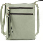 DELUXITY Crossbody Purse Bag Shoulder Bag Multi Pocket Zipper Purse | Mint by Deluxity