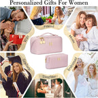 Birthday Gifts for Women Teen Girl, Personalized Initial Makeup Organizer Bag - Image 2