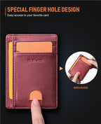 Buffway Slim Minimalist Front Pocket RFID Blocking Leather Wallets - Image 5