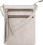 DELUXITY | Crossbody Purse Bag | Functional Multi Pocket Double Zipper Purse | by Deluxity