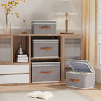 Collapsible Storage Bins with Lids, 1 Pack Linen Foldable Cloth Baskets - Image 2