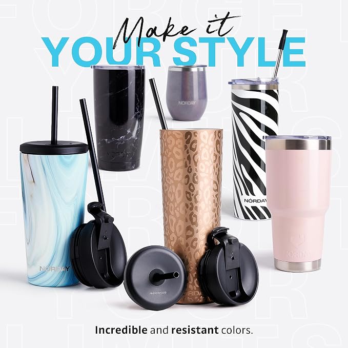 NORDAY | Tumbler with Lid - 30oz - Blue Insulated Tumbler - Stainless Steel - Image 7