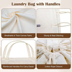 Canvas Laundry Bag 40in x 35in, Thick Cotton Laundry Bag - Image 3