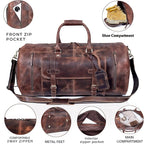 20 Inch Leather Duffel Bags for Men and Women Full Grain Leather Travel - Image 5