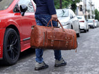 Duffle Leather Travel Bag for Women Men Gym Sports Overnight Weekend Airplane - Image 2