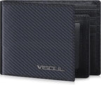 VISOUL Mens Carbon Fiber Leather Bifold Wallet by VISOUL