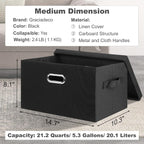 Medium 15" 21 Quart Collapsible Stackable Storage Bins - Image 2
