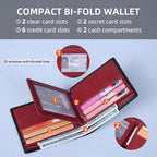 VISOUL Wallet for Men with 2 ID Windows 8 Credit Card Slots 2 Cash Compartments - Image 2