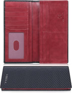 VISOUL Mens Leather Long Checkbook Bifold Wallets by VISOUL
