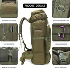 Hiking Backpack for Men 70L/100L Camping Backpack Military Rucksack Molle 3 - Image 6