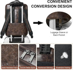 Vegan Leather Laptop Backpack for Women&Men, 16 Inch Expandable Backpack - Image 6