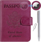 Airtag Passport Holder Cover Wallet RFID Blocking Leather Case Travel by PASCACOO