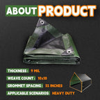 10x20 Feet Tarp Waterproof, 9Mil Thick, Finished Size Tarps, UV Resistant - Image 6